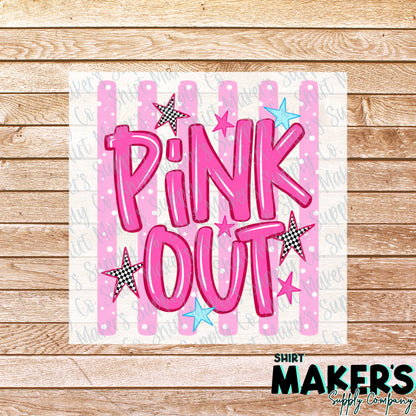 Pink Out Stripes DTF Transfer - or- Hat Patch, Acrylic, Magnet, or Keychain