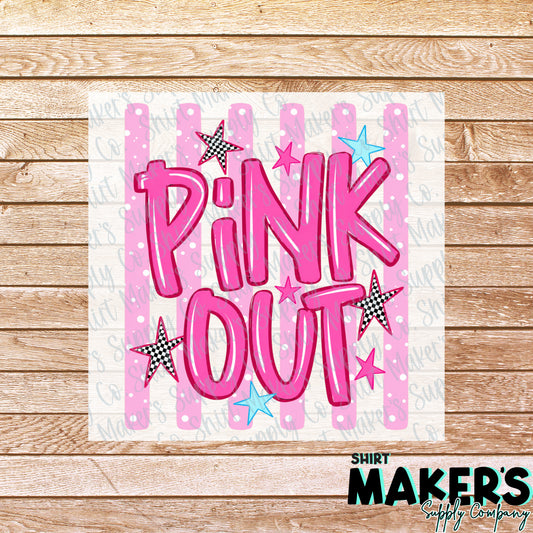 Pink Out Stripes DTF Transfer - or- Hat Patch, Acrylic, Magnet, or Keychain