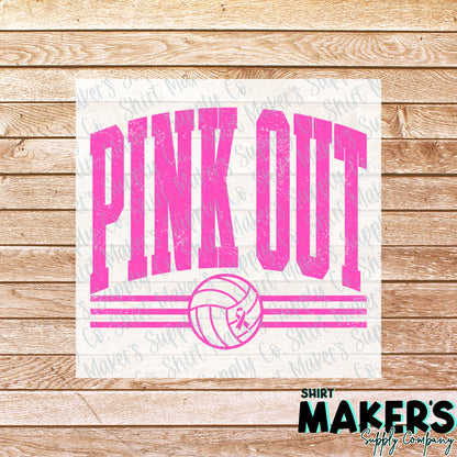 Pink Out Volleyball Pink DTF Transfer - or- Hat Patch, Acrylic, Magnet, or Keychain