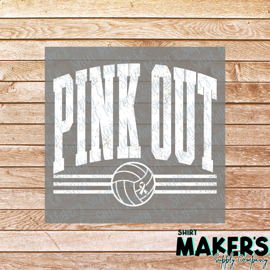 Pink Out Volleyball White DTF Transfer - or- Hat Patch, Acrylic, Magnet, or Keychain