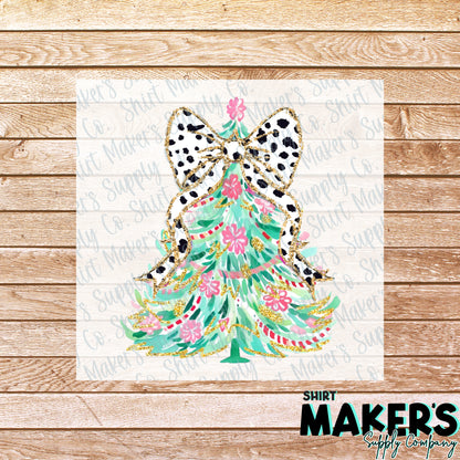 Polka Dot Christmas Tree DTF Transfer - or- Hat Patch, Acrylic, Magnet, or Keychain