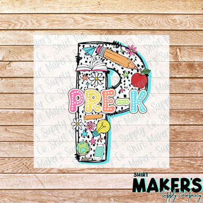 Pre-K Grade Number DTF Transfer - or- Hat Patch, Acrylic, Magnet, or Keychain