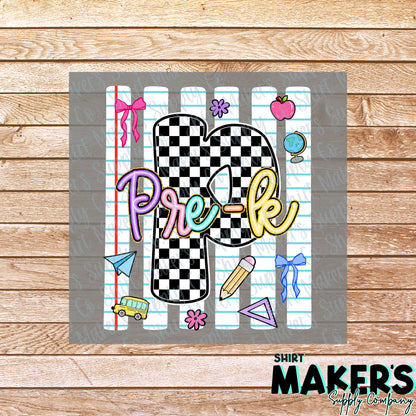 Pre-K Notebook  DTF Transfer - or- Hat Patch, Acrylic, Magnet, or Keychain