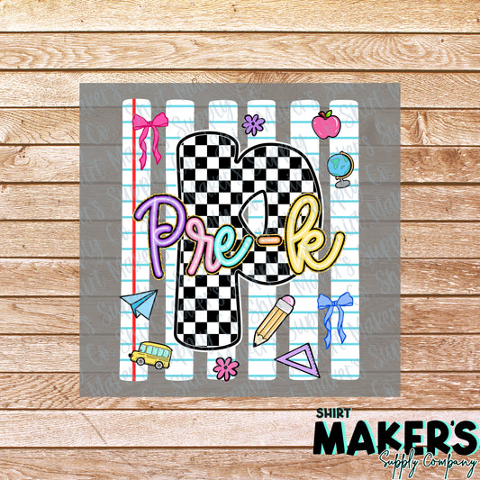 Pre-K Notebook  DTF Transfer - or- Hat Patch, Acrylic, Magnet, or Keychain