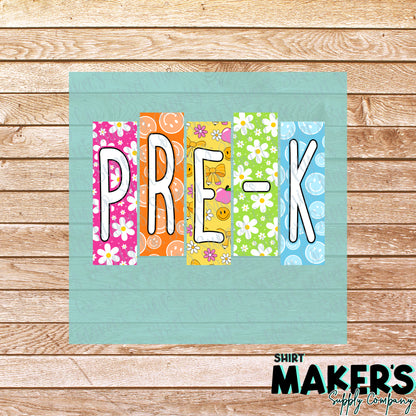 Pre-K Groovy DTF Transfer - or- Hat Patch, Acrylic, Magnet, or Keychain