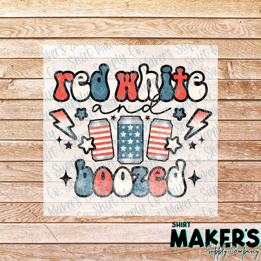 Red, White, and Boozy DTF or Sublimation Transfer