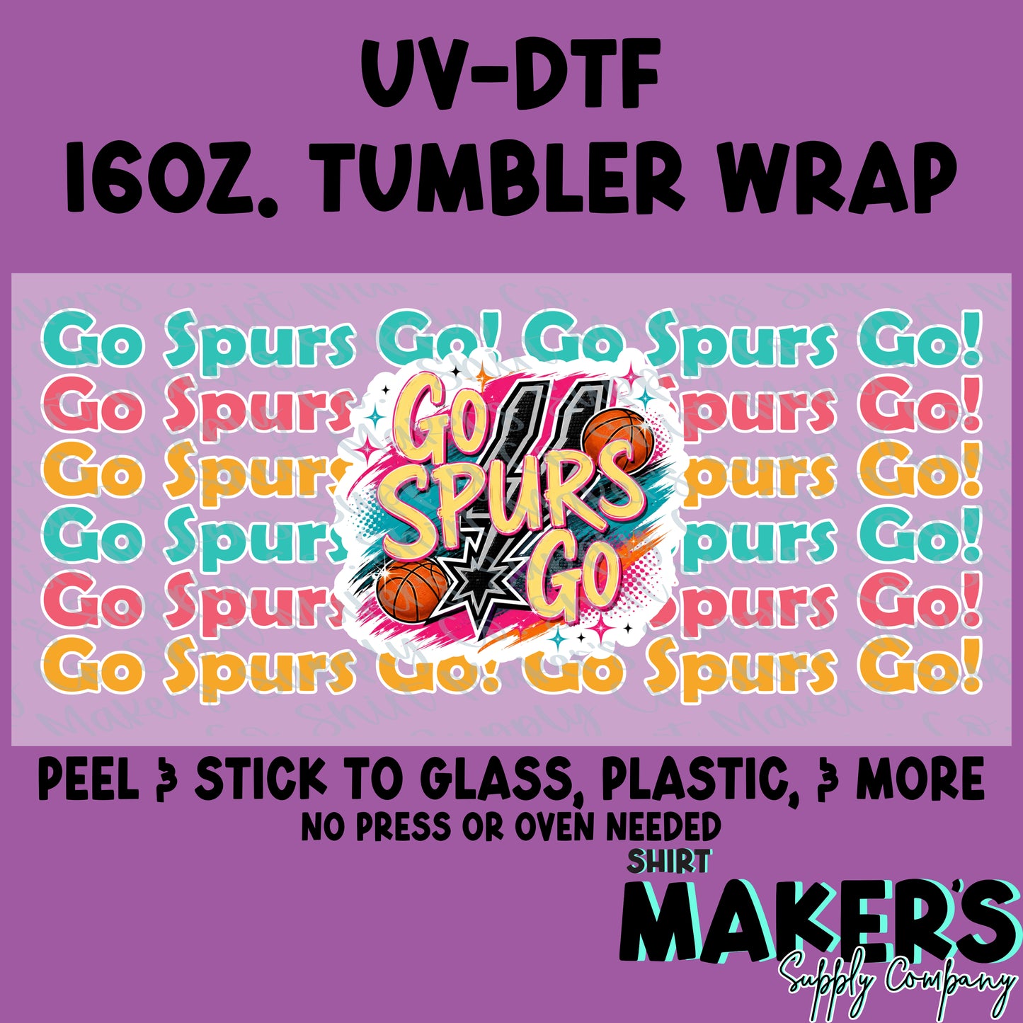 Go Spurs Go Retro 16oz. UV-DTF Wrap