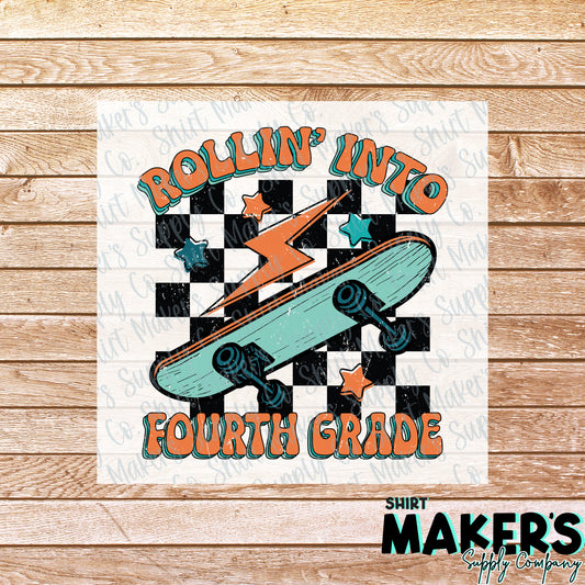 Rollin' into Fourth Grade DTF or Sublimation Transfer
