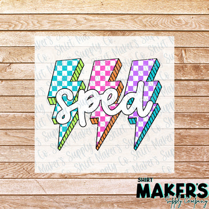 SPED Teacher Lightning Bolt DTF Transfer - or- Hat Patch, Acrylic, Magnet, or Keychain