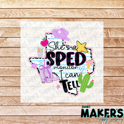 She's a SPED Monitor DTF Transfer - or- Hat Patch, Acrylic, Magnet, or Keychain