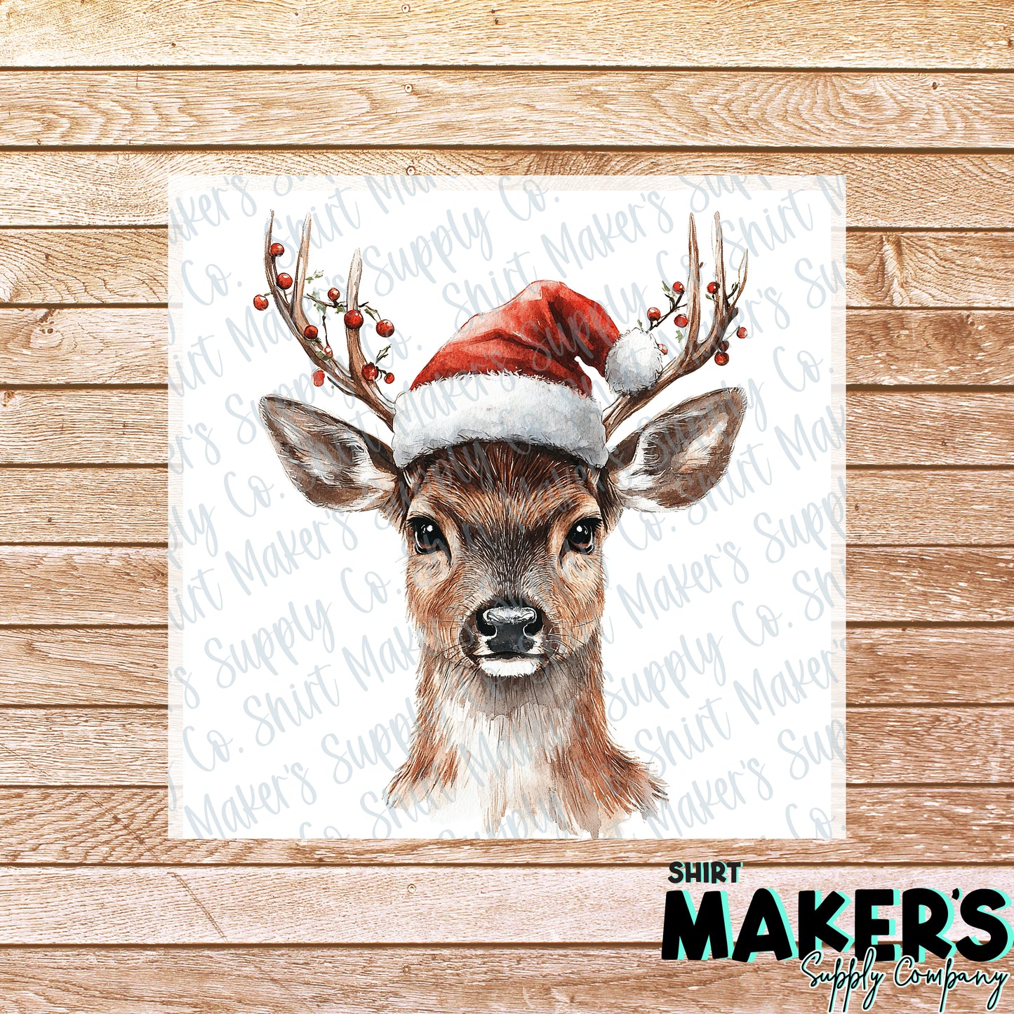 Deer Santa Hat Christmas Hunting DTF or Sublimation Transfer