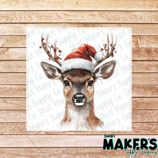 Deer Santa Hat Christmas Hunting DTF or Sublimation Transfer