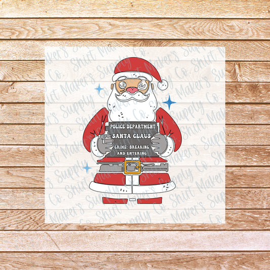 Santa Mugshot DTF or Sublimation Transfer