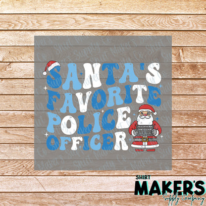 Santa's Favorite Police Officer DTF Transfer - or- Hat Patch, Acrylic, Magnet, or Keychain