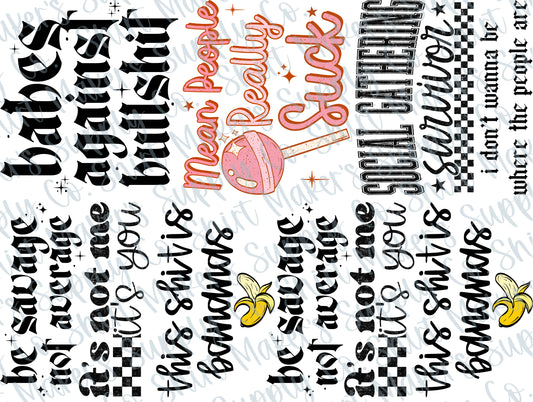 Sarcastic / Social Anxiety DTF Gang Sheet