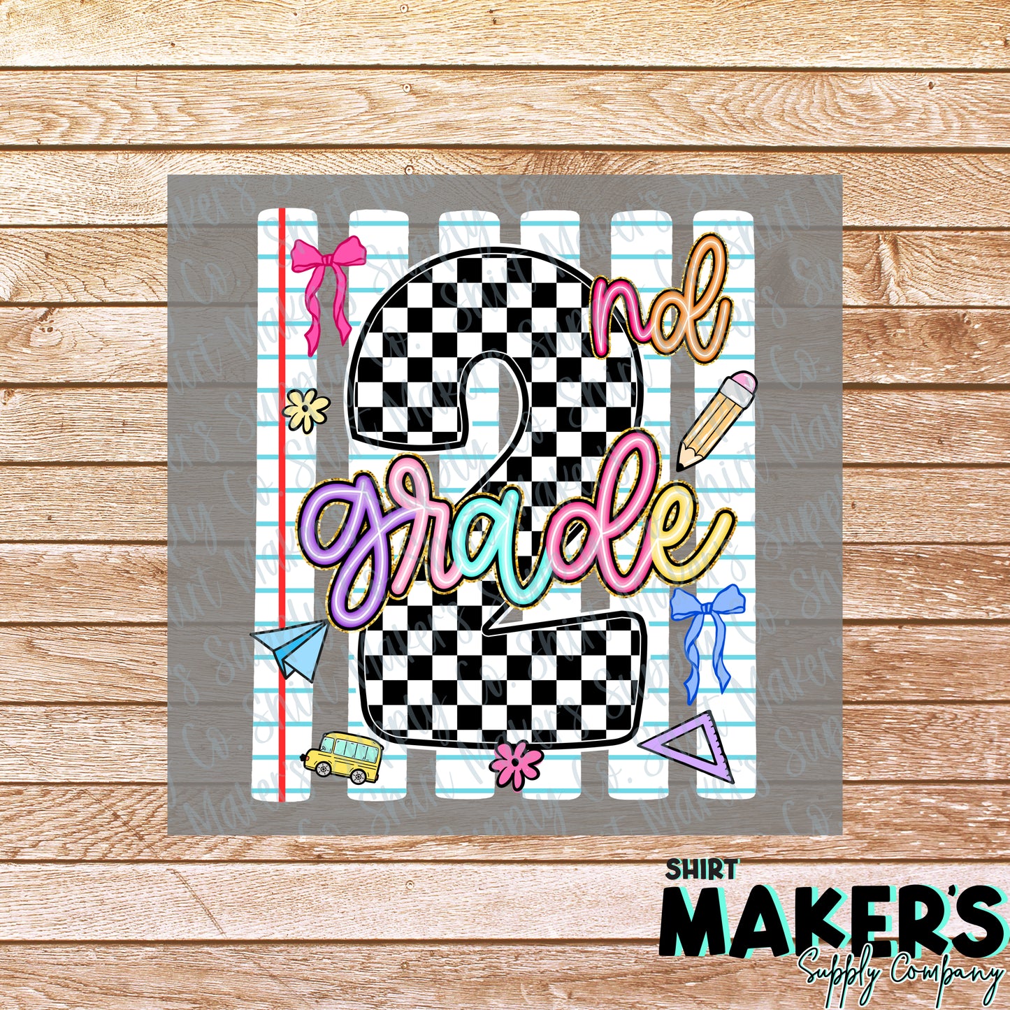 Second Grade Notebook  DTF Transfer - or- Hat Patch, Acrylic, Magnet, or Keychain
