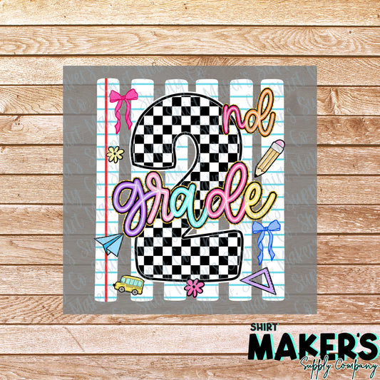Second Grade Notebook  DTF Transfer - or- Hat Patch, Acrylic, Magnet, or Keychain