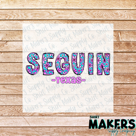 Seguin Texas Purple Floral DTF or Sublimation Transfer