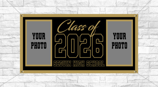 36"x18" Black and Gold Graduation Banner #2
