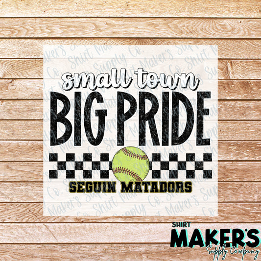 Seguin Matador Softball Small Town DTF or UV-DTF Transfer - or- Hat Patch, Acrylic, Magnet, or Keychain