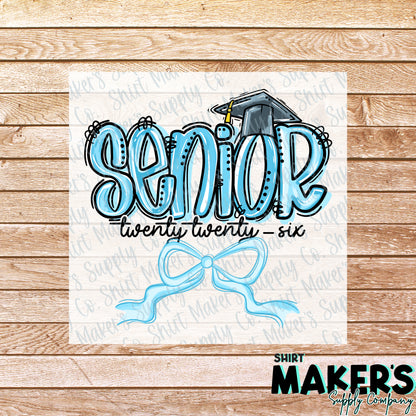 Senior 2026 Light Blue DTF or UV-DTF Transfer - or- Hat Patch, Acrylic, Magnet, or Keychain
