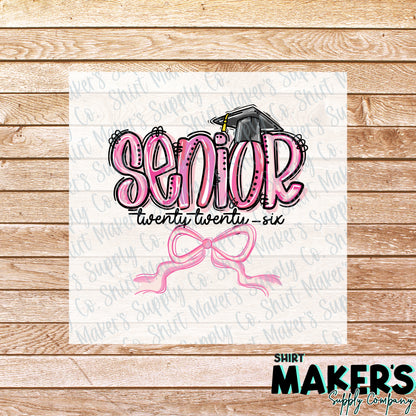 Senior 2026 Pink DTF or UV-DTF Transfer - or- Hat Patch, Acrylic, Magnet, or Keychain