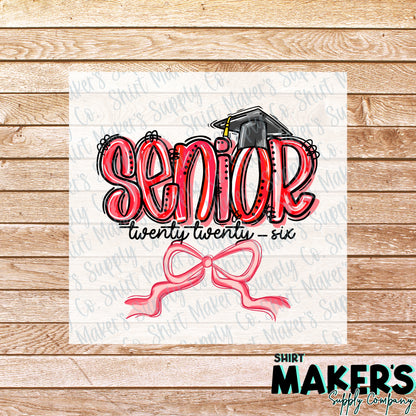 Senior 2026 Red DTF Transfer - or- Hat Patch, Acrylic, Magnet, or Keychain