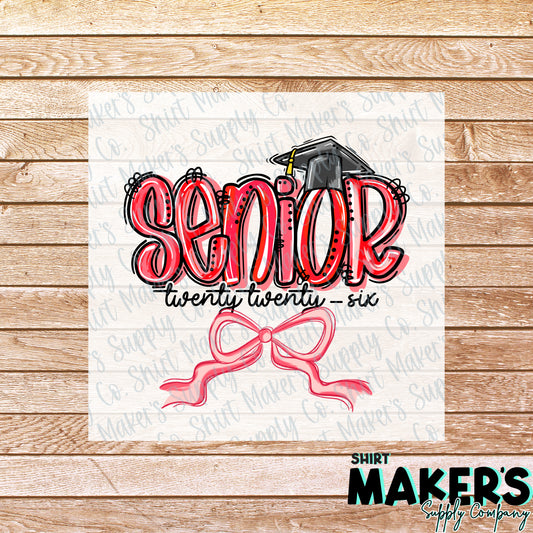 Senior 2026 Red DTF or Sublimation Transfer