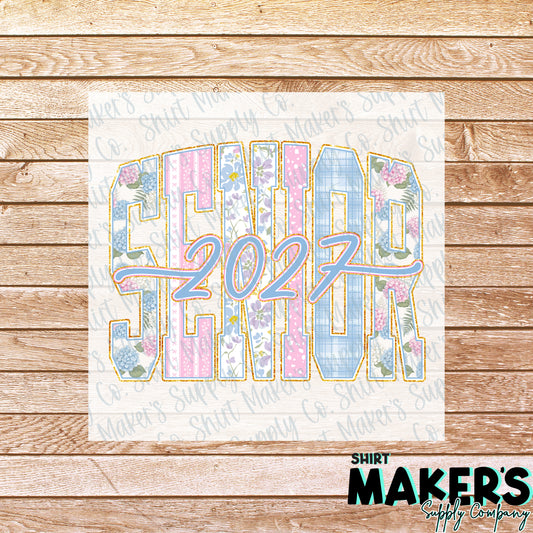 Senior 2027 Quilted DTF Transfer - or- Hat Patch, Acrylic, Magnet, or Keychain