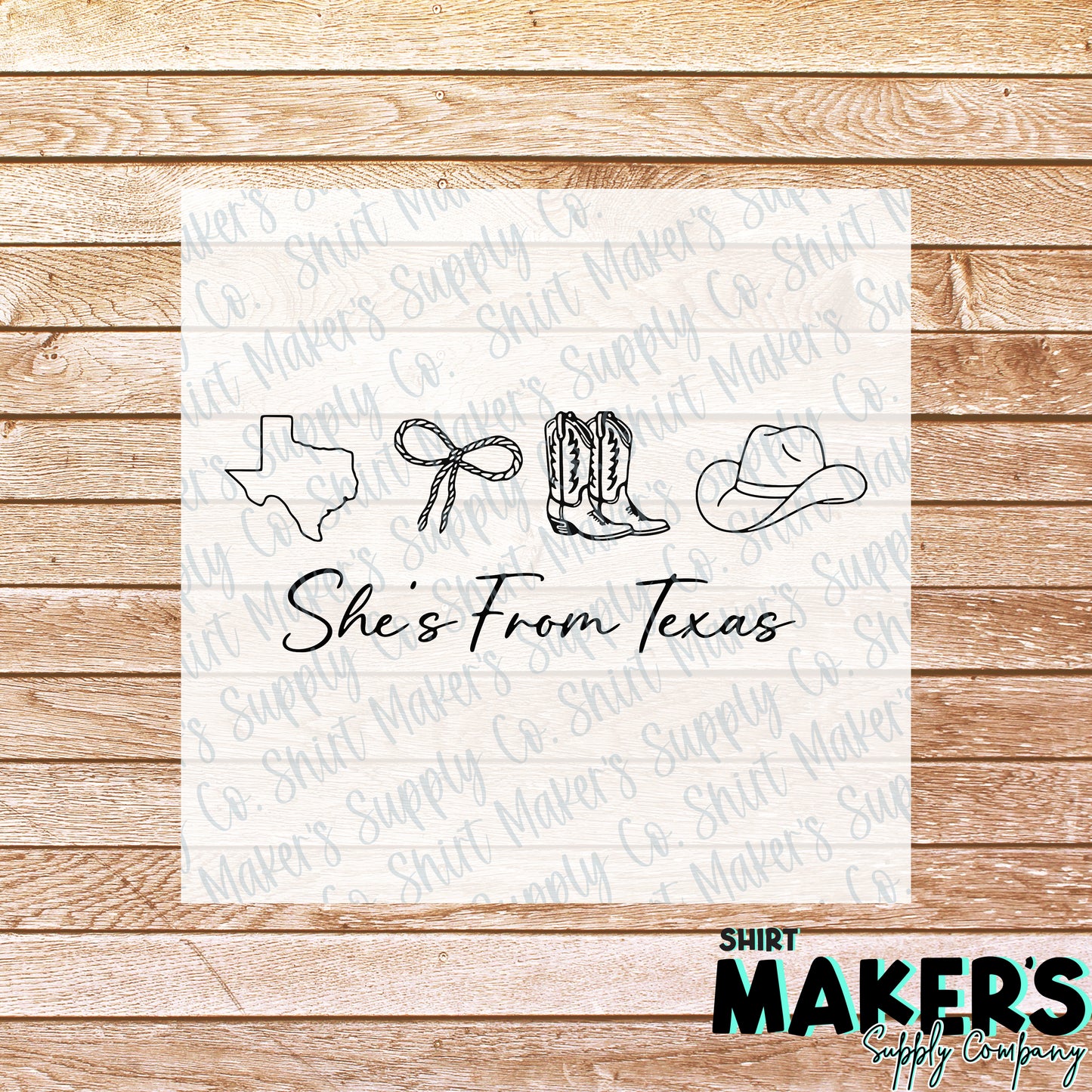 She's from Texas DTF or UV-DTF Transfer - or- Hat Patch, Acrylic, Magnet, or Keychain