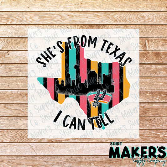 She's From Texas - San Antonio Spurs DTF, UV-DTF, or Sublimation Transfer