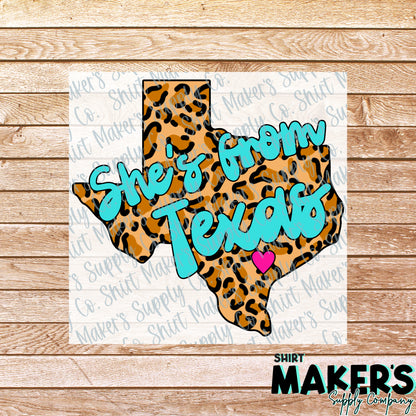 She's from Texas #2 DTF Transfer - or- Hat Patch, Acrylic, Magnet, or Keychain