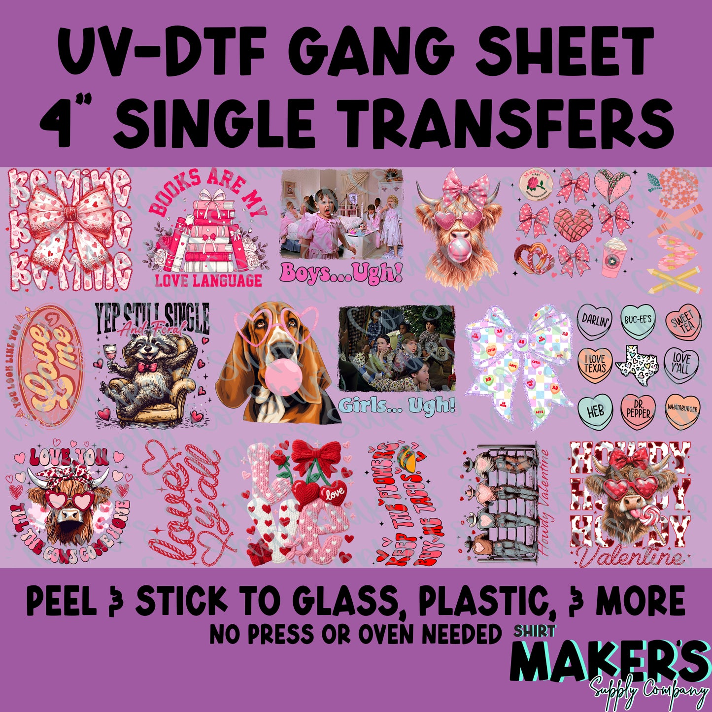Valentine's Day 4" Singles UV-DTF Gang Sheet