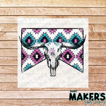 Longhorn Skull Western DTF Transfer - or- Hat Patch, Acrylic, Magnet, or Keychain