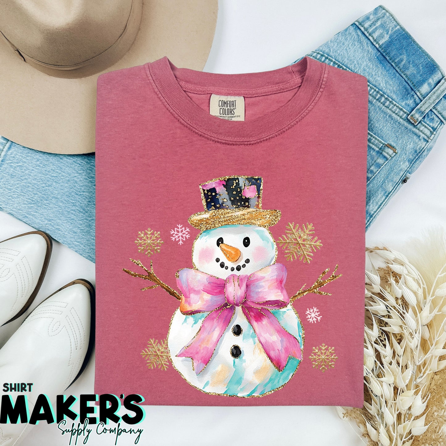 Snow Man Christmas Tree DTF or Sublimation Transfer