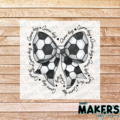 Soccer Bow Game Day DTF Transfer - or- Hat Patch, Acrylic, Magnet, or Keychain