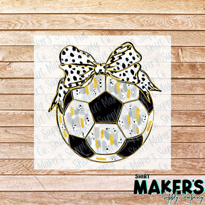 Soccer Bow 2 DTF Transfer - or- Hat Patch, Acrylic, Magnet, or Keychain
