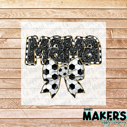 Soccer Mama Bow DTF Transfer - or- Hat Patch, Acrylic, Magnet, or Keychain