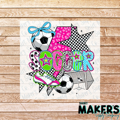 Soccer Bright DTF Transfer - or- Hat Patch, Acrylic, Magnet, or Keychain