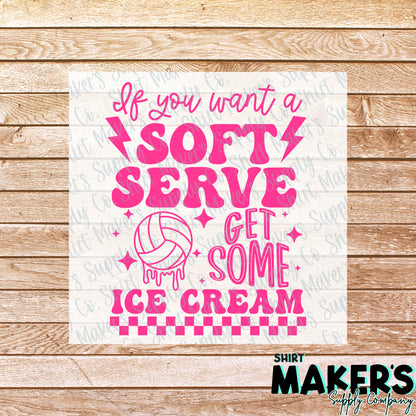 Volleyball Soft Serve Pink DTF Transfer - or- Hat Patch, Acrylic, Magnet, or Keychain