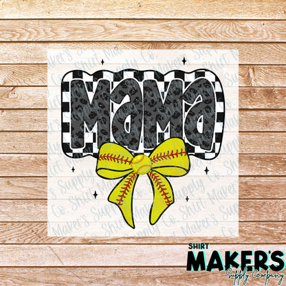 Softball Mama DTF Transfer - or- Hat Patch, Acrylic, Magnet, or Keychain