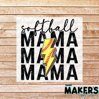 Softball Mama DTF Transfer - or- Hat Patch, Acrylic, Magnet, or Keychain