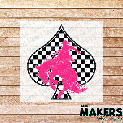 Spade Bronco DTF Transfer - or- Hat Patch, Acrylic, Magnet, or Keychain