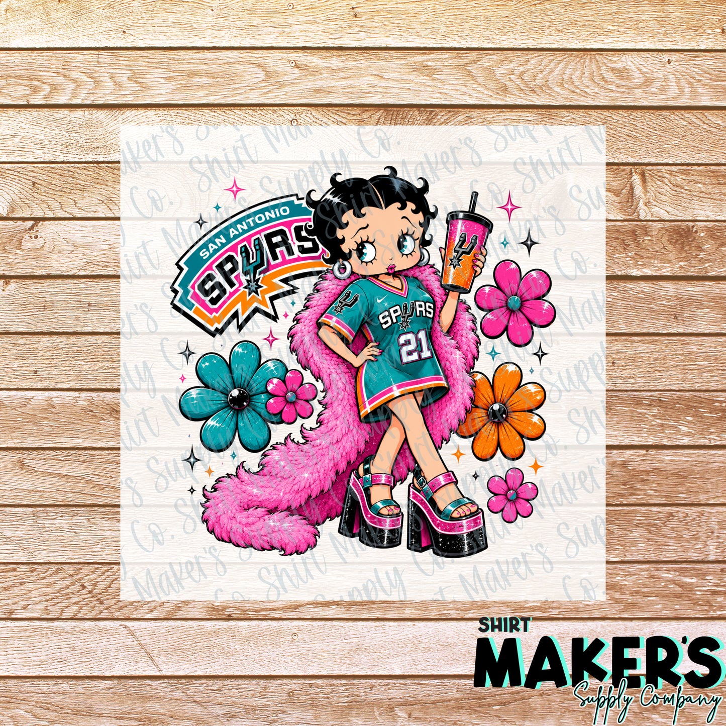 Betty Boop Spurs DTF or UV-DTF Transfer - or- Hat Patch, Acrylic, Magnet, or Keychain