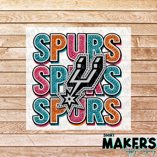 Spurs Bling DTF or UV-DTF Transfer - or- Hat Patch, Acrylic, Magnet, or Keychain