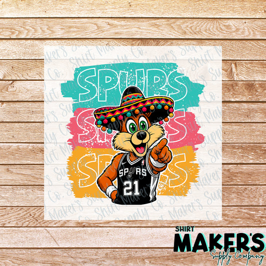 Spurs Coyote - San Antonio Spurs DTF or UV-DTF Transfer - or- Hat Patch, Acrylic, Magnet, or Keychain