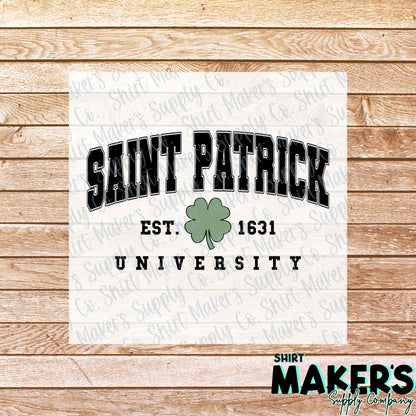 St. Patrick University St. Patrick's Day DTF Transfer - or- Hat Patch, Acrylic, Magnet, or Keychain