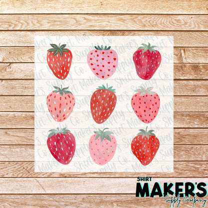 Strawberries DTF Transfer - or- Hat Patch, Acrylic, Magnet, or Keychain