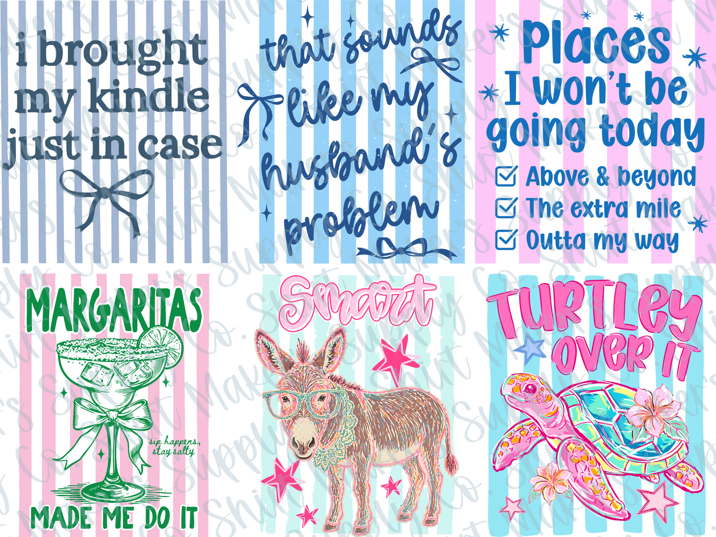 Stripes and Sarcasm DTF Gang Sheet