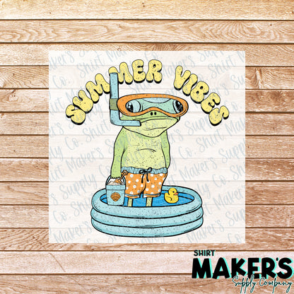 Summer Vibes Frog DTF Transfer - or- Hat Patch, Acrylic, Magnet, or Keychain